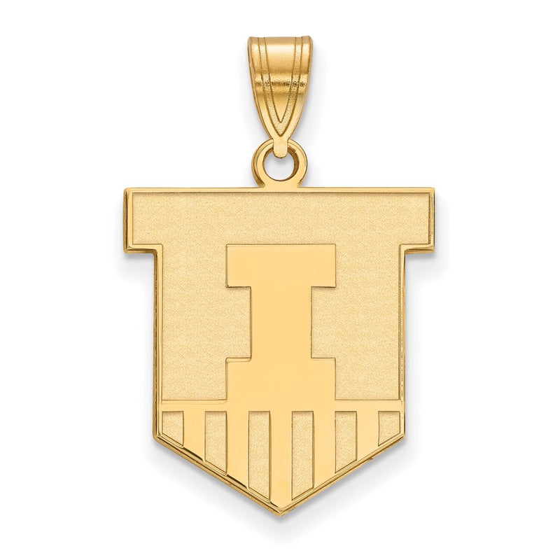 Gold Plated Sterling Silver Logoart University Of Illinois Victory Badge Large Pendant