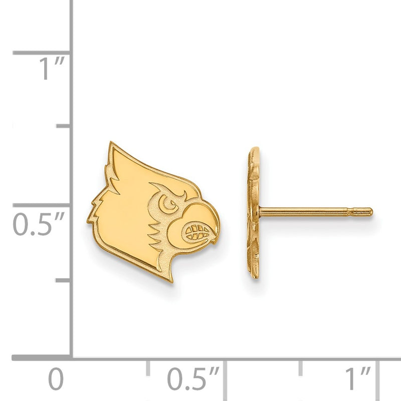 14K Yellow Gold Logoart University Of Louisville Cardinal Small Post Earrings