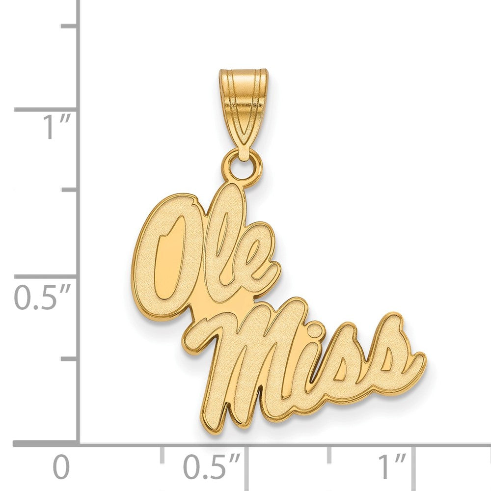 Gold Plated Sterling Silver Logoart University Of Mississippi Ole Miss Large Pendant
