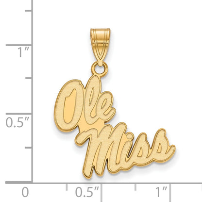 Gold Plated Sterling Silver Logoart University Of Mississippi Ole Miss Large Pendant