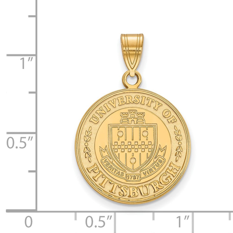 Gold Plated Sterling Silver Logoart University Of Pittsburgh Large Crest Pendant