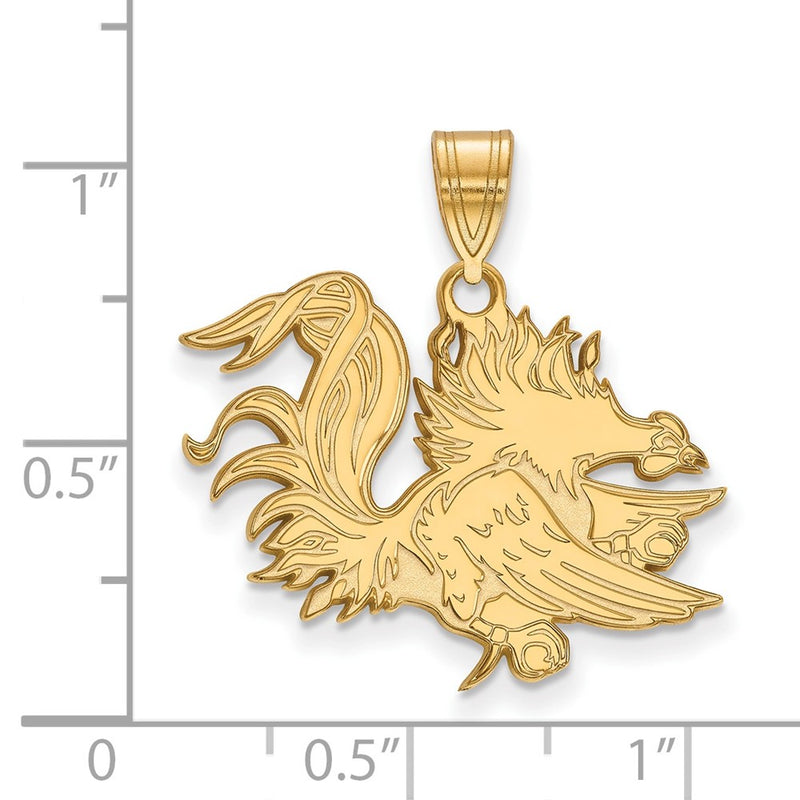10K Yellow Gold Logoart University Of South Carolina Gamecock Large Pendant