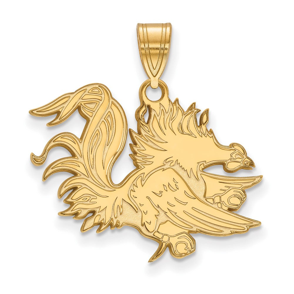 Gold Plated Sterling Silver Logoart University Of South Carolina Gamecock Large Pendant