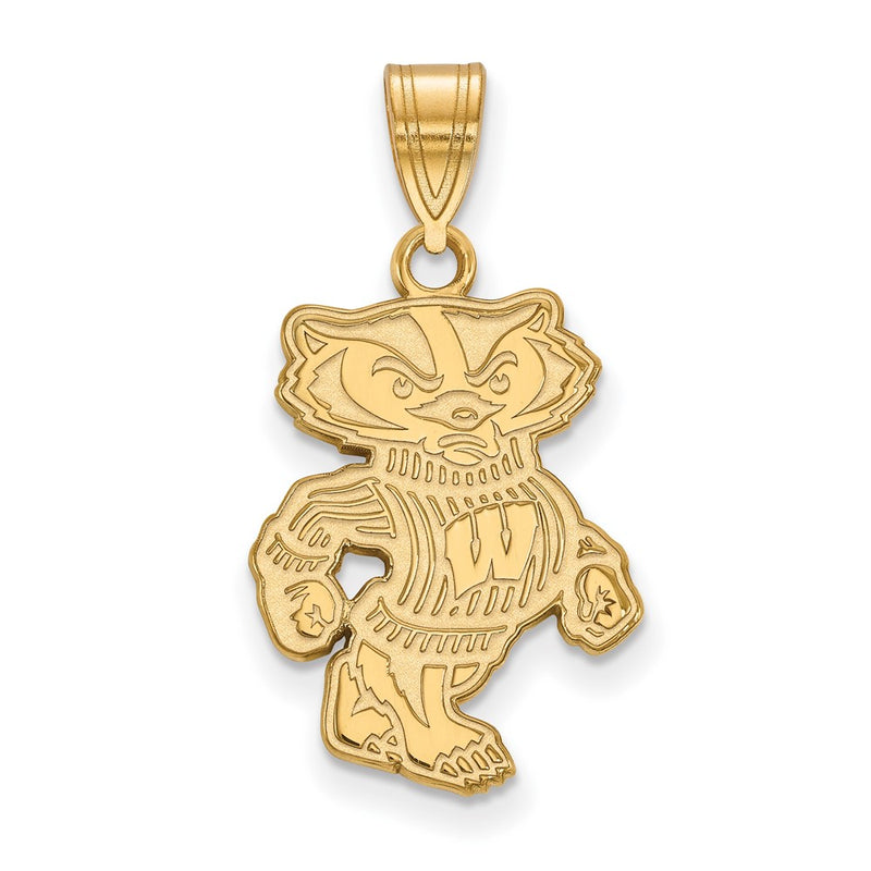 14K Yellow Gold Logoart University Of Wisconsin Badger Large Pendant