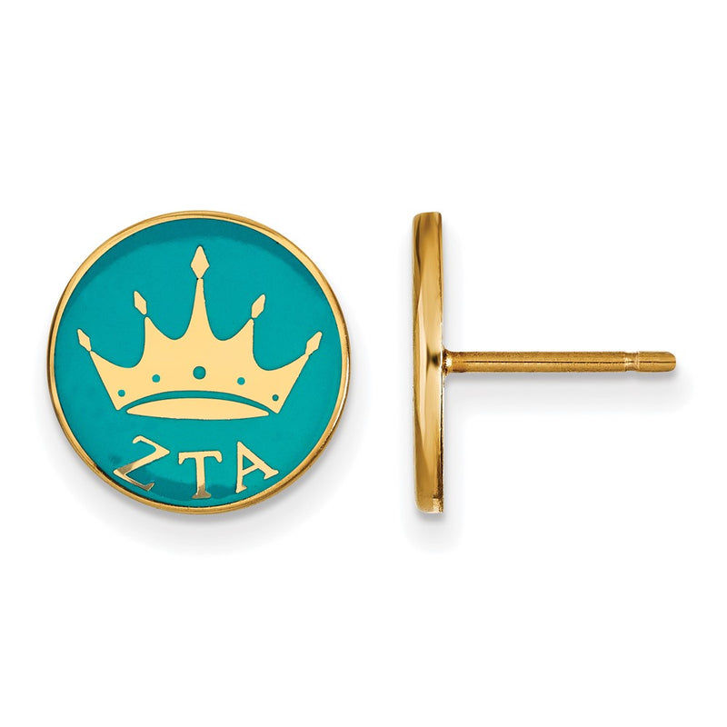 Gold Plated Sterling Silver Logoart Zeta Tau Alpha Sorority Symbol Color Enamel Post Earrings