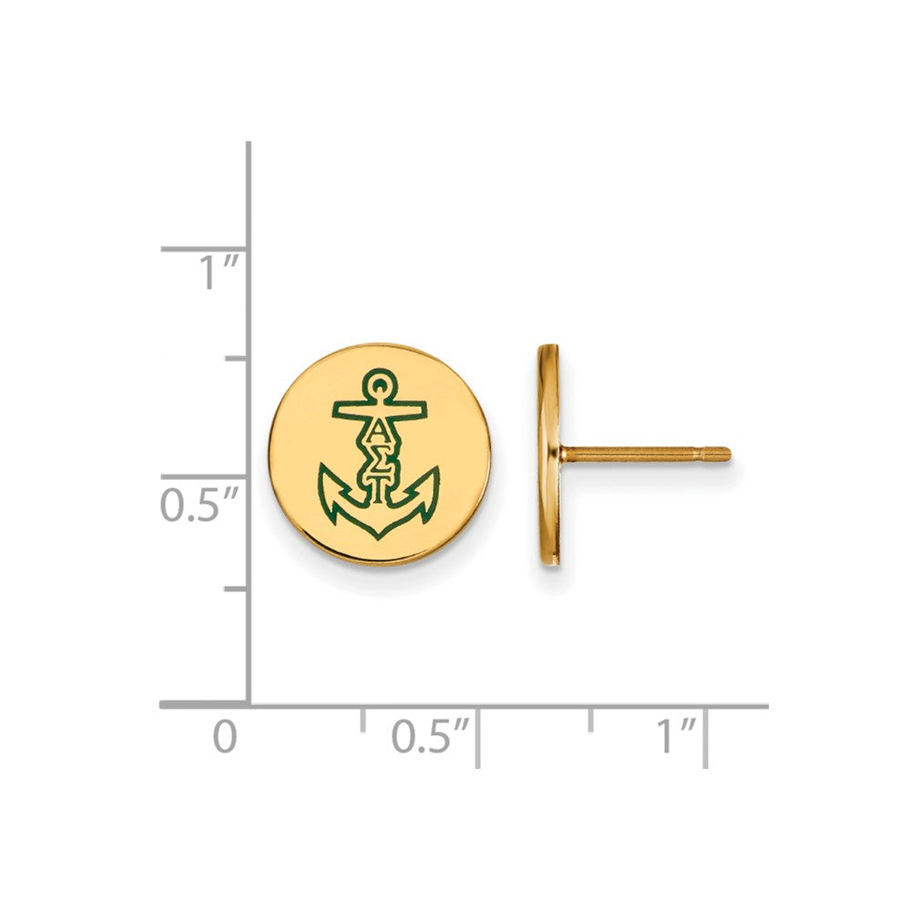 Gold Plated Sterling Silver Logoart Alpha Sigma Tau Sorority Symbol Color Enamel Post Earrings