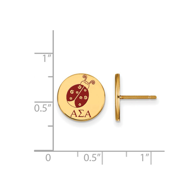 Gold Plated Sterling Silver Logoart Alpha Sigma Sorority Symbol Color Enamel Post Earrings