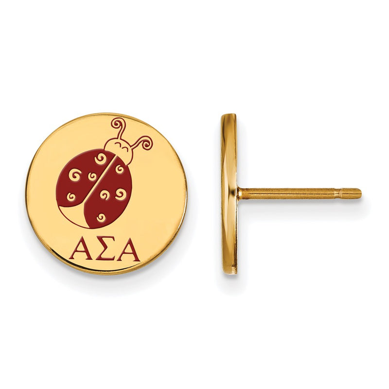 Gold Plated Sterling Silver Logoart Alpha Sigma Sorority Symbol Color Enamel Post Earrings