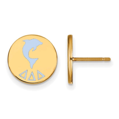 Gold Plated Sterling Silver Logoart Delta Sorority Symbol Color Enamel Post Earrings