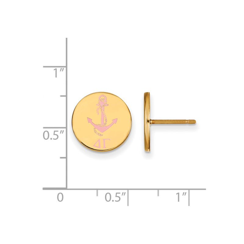 Gold Plated Sterling Silver Logoart Delta Gamma Sorority Symbol Color Enamel Post Earrings