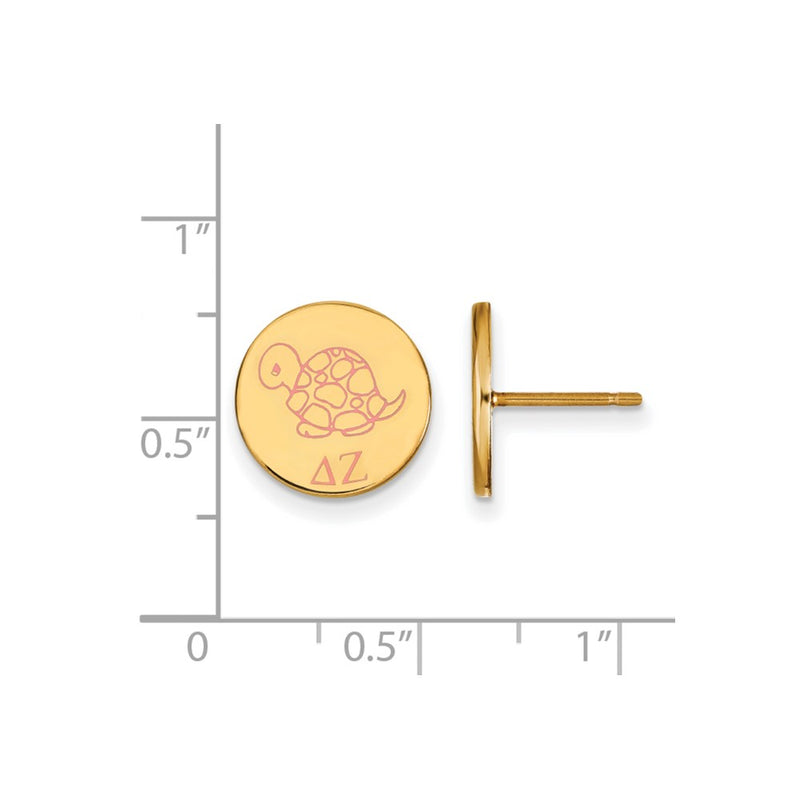 Gold Plated Sterling Silver Logoart Delta Zeta Sorority Symbol Color Enamel Post Earrings