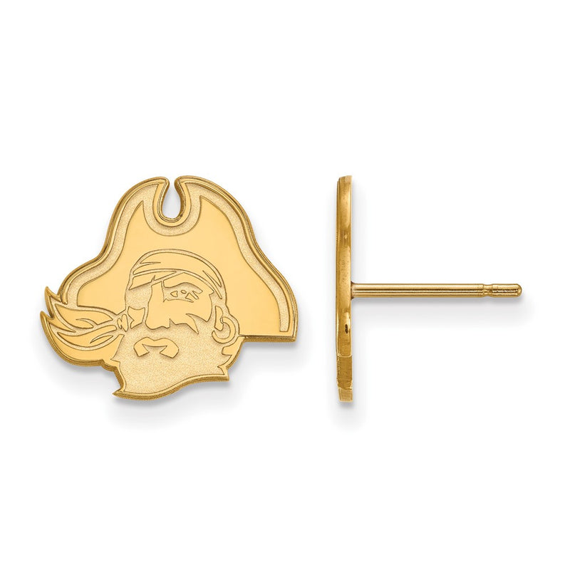 14K Yellow Gold Logoart East Carolina University Pirate Small Post Earrings