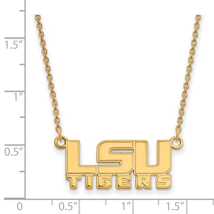 14K Yellow Gold Logoart Louisiana State University L S U Tigers Small Pendant 18 Inch Necklace