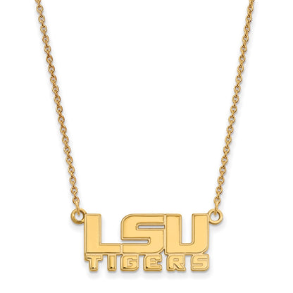 14K Yellow Gold Logoart Louisiana State University L S U Tigers Small Pendant 18 Inch Necklace