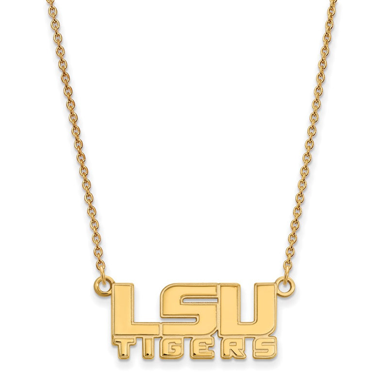 14K Yellow Gold Logoart Louisiana State University L S U Tigers Small Pendant 18 Inch Necklace