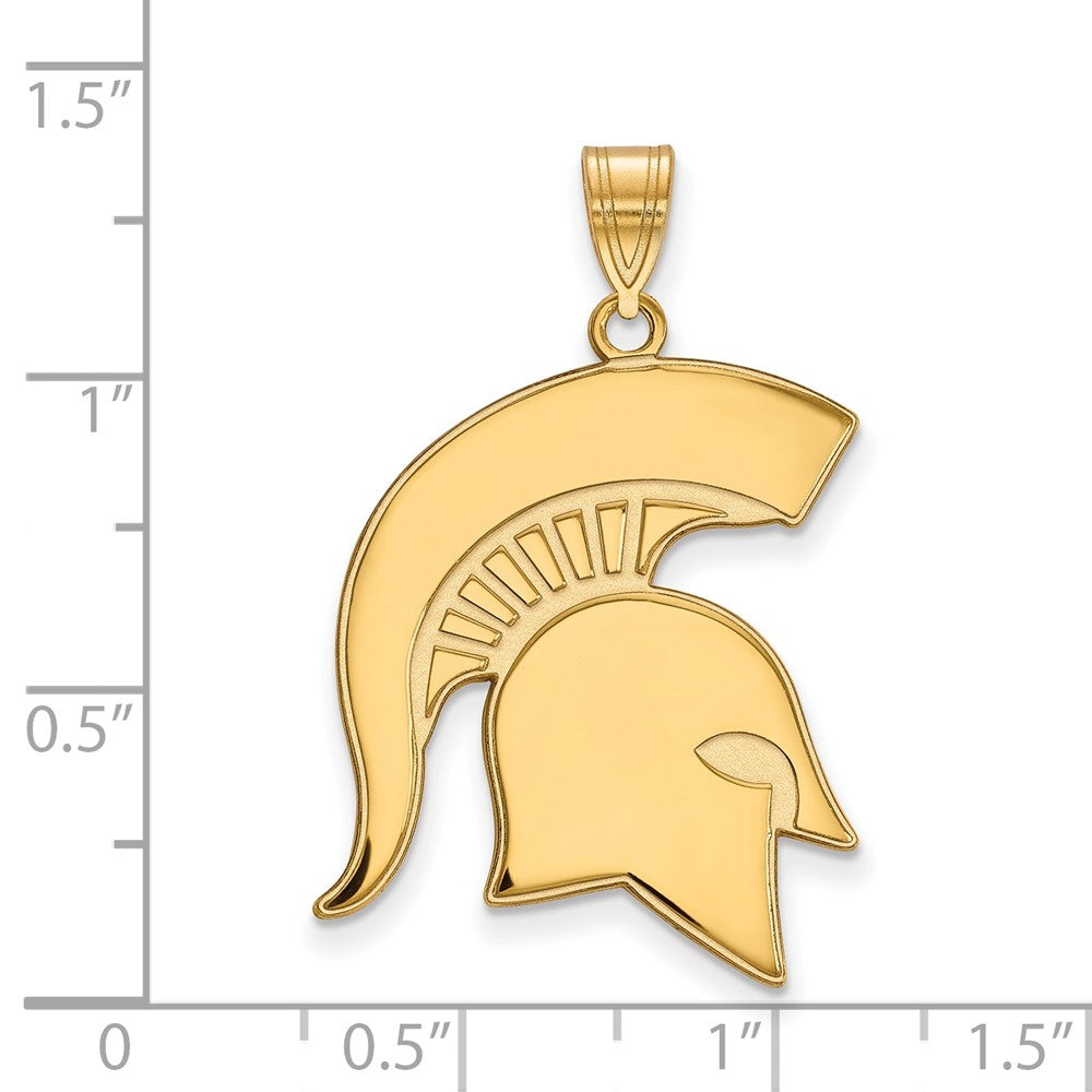 Gold Plated Sterling Silver Logoart Michigan State University Spartan Extra Large Pendant