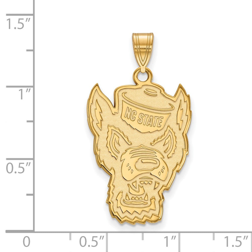 Gold Plated Sterling Silver Logoart North Carolina State University Wolf Extra Large Pendant