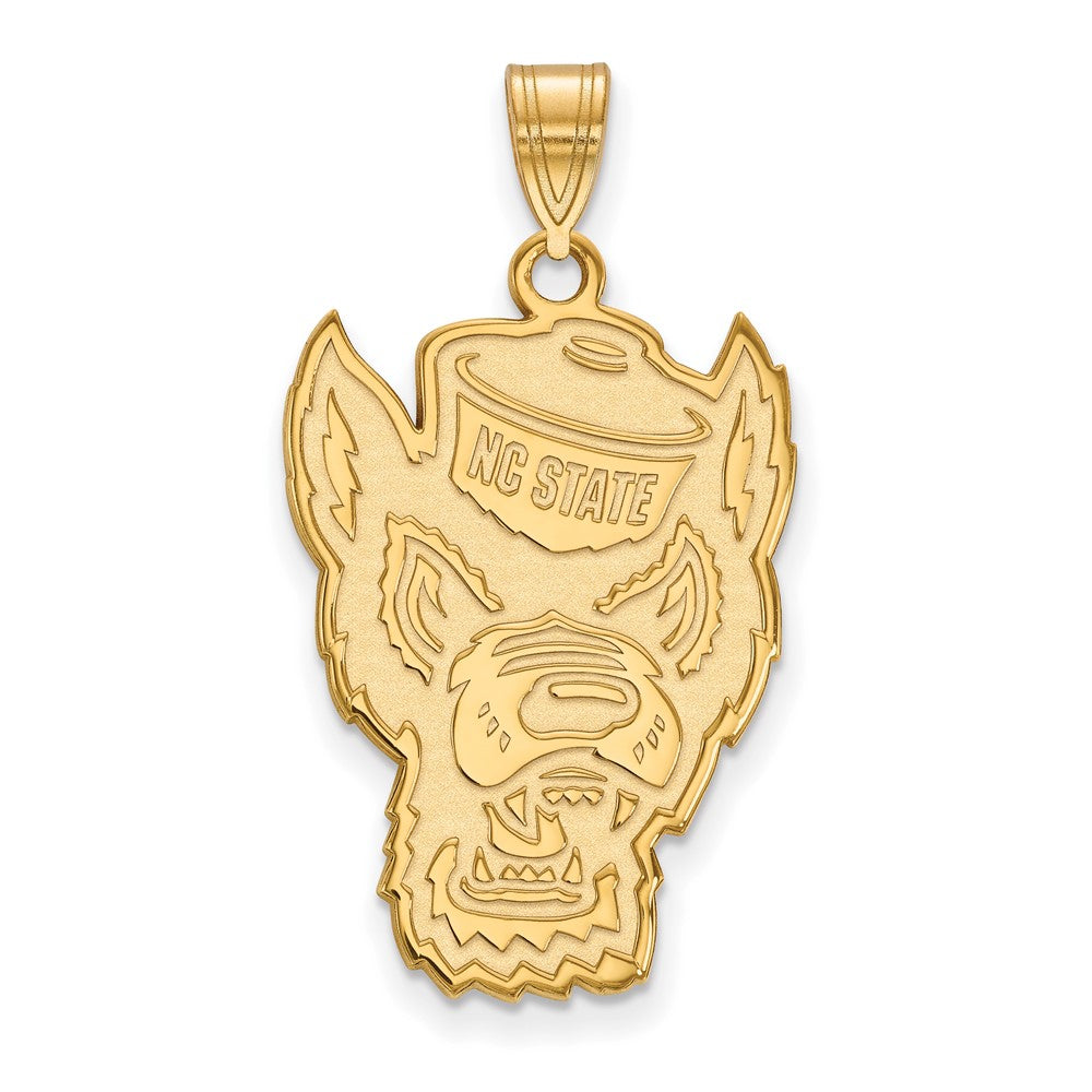 Gold Plated Sterling Silver Logoart North Carolina State University Wolf Extra Large Pendant