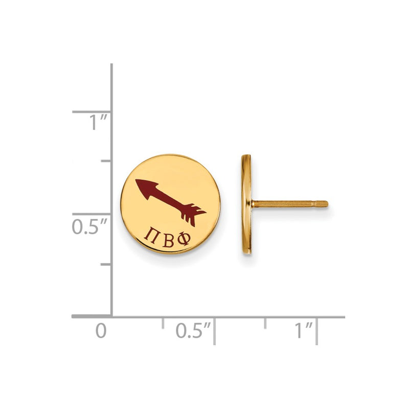 Gold Plated Sterling Silver Logoart Pi Beta Phi Sorority Symbol Color Enamel Post Earrings