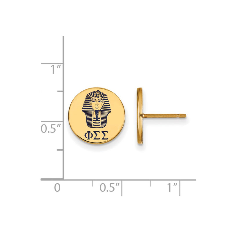 Gold Plated Sterling Silver Logoart Phi Sigma Sorority Symbol Color Enamel Post Earrings