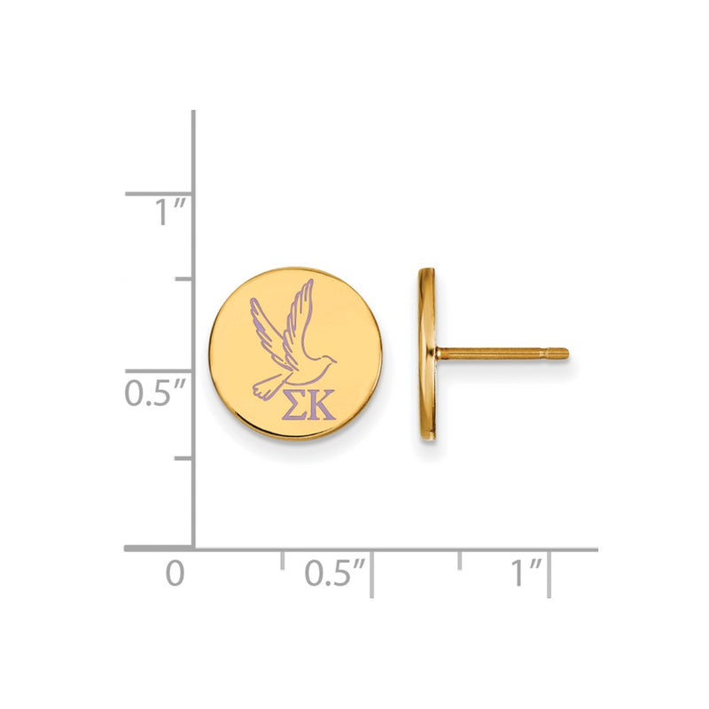 Gold Plated Sterling Silver Logoart Sigma Kappa Sorority Symbol Color Enamel Post Earrings