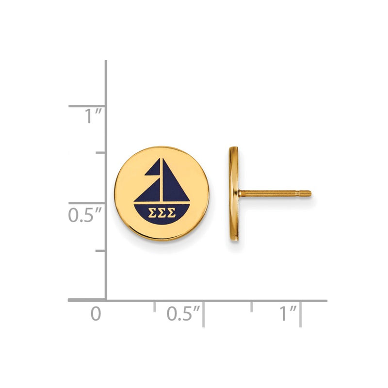 Gold Plated Sterling Silver Logoart Sigma Sorority Symbol Color Enamel Post Earrings