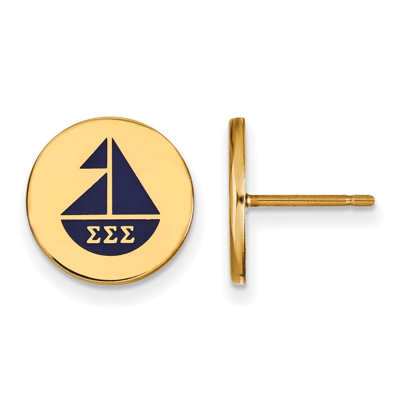 Gold Plated Sterling Silver Logoart Sigma Sorority Symbol Color Enamel Post Earrings
