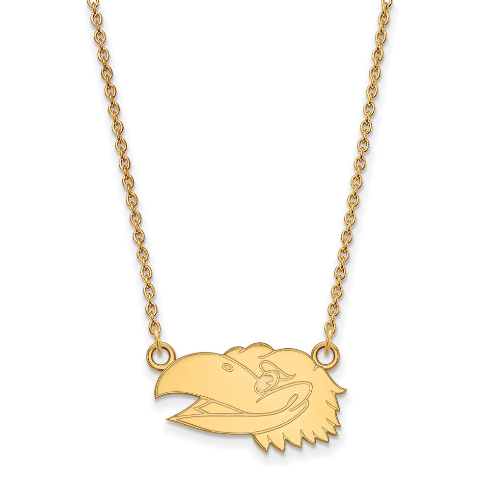10k-yellow-gold-logoart-university-of-kansas-jayhawk-small-pendant-18-inch-necklace-1y047uks-18