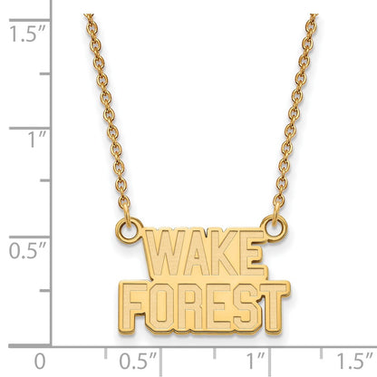 Gold Plated Sterling Silver Logoart Wake Forest University W F Deacon Small Pendant 18 Inch Necklace