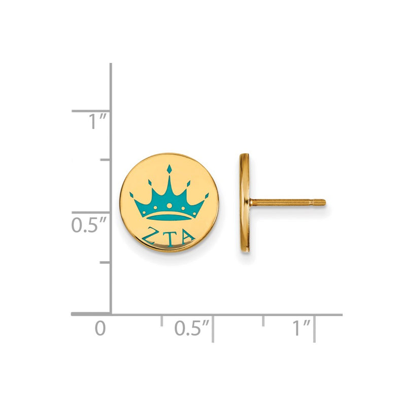 Gold Plated Sterling Silver Logoart Zeta Tau Alpha Sorority Symbol Color Enamel Post Earrings