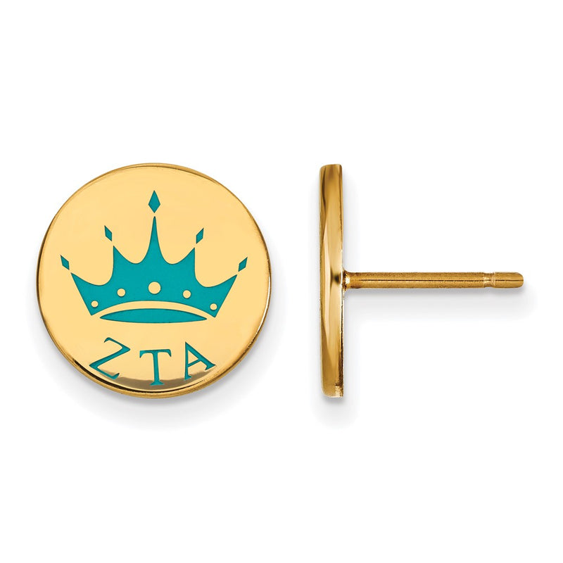 Gold Plated Sterling Silver Logoart Zeta Tau Alpha Sorority Symbol Color Enamel Post Earrings