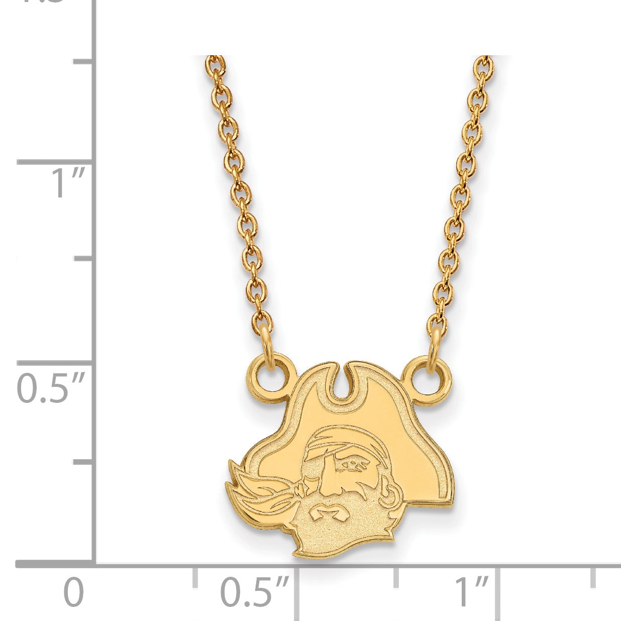 10K Yellow Gold Logoart East Carolina University Pirate Small Pendant 18 Inch Necklace