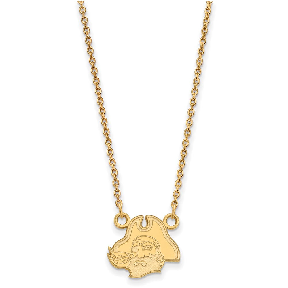 Gold Plated Sterling Silver Logoart East Carolina University Pirate Small Pendant 18 Inch Necklace