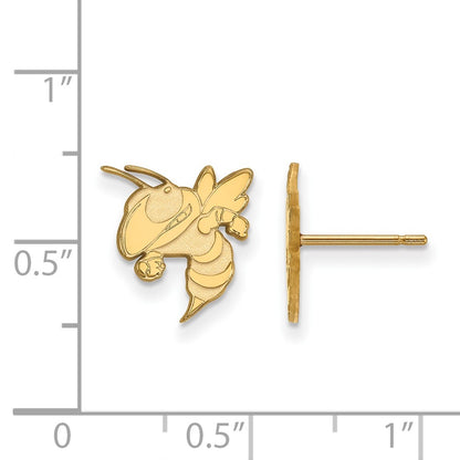 Gold Plated Sterling Silver Logoart Georgia Institute Of Technology Yellow Jacket Small Post Earrings