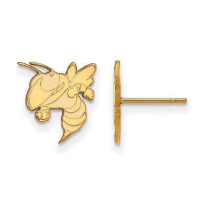 Gold Plated Sterling Silver Logoart Georgia Institute Of Technology Yellow Jacket Small Post Earrings