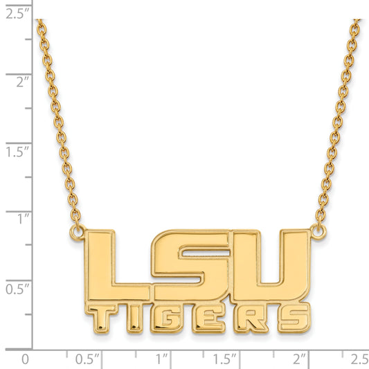 10K Yellow Gold Logoart Louisiana State University L S U Tigers Large Pendant 18 Inch Necklace