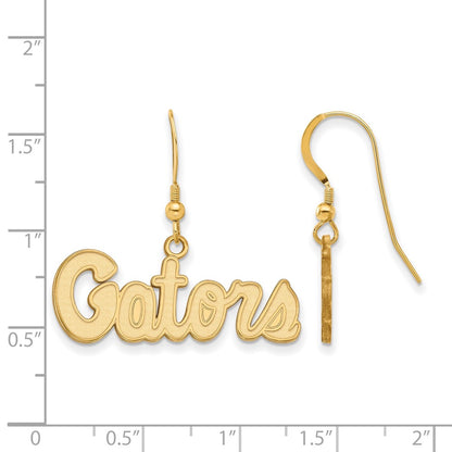 Gold Plated Sterling Silver Logoart University Of Florida Gators Script Small Dangle Wire Earrings