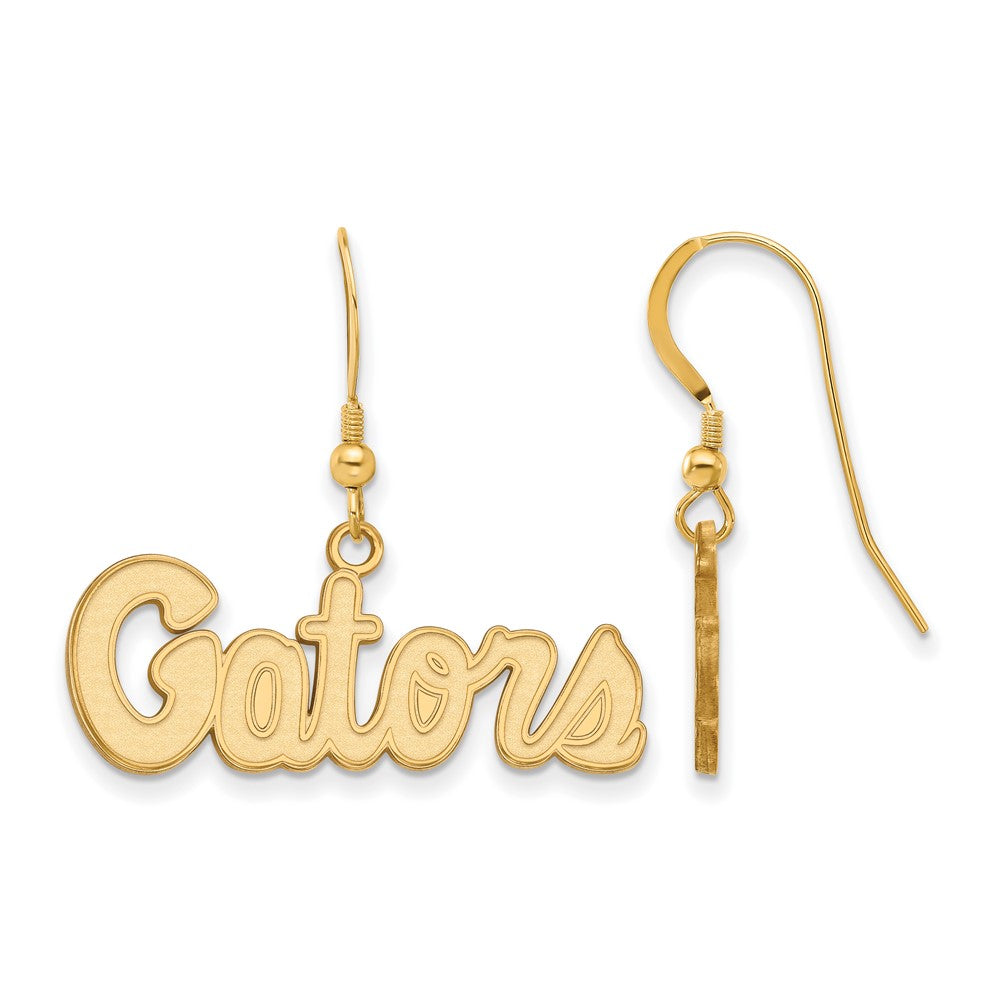 Gold Plated Sterling Silver Logoart University Of Florida Gators Script Small Dangle Wire Earrings