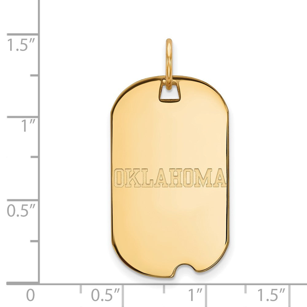 Gold Plated Sterling Silver Logoart University Of Oklahoma Small Dog Tag Pendant