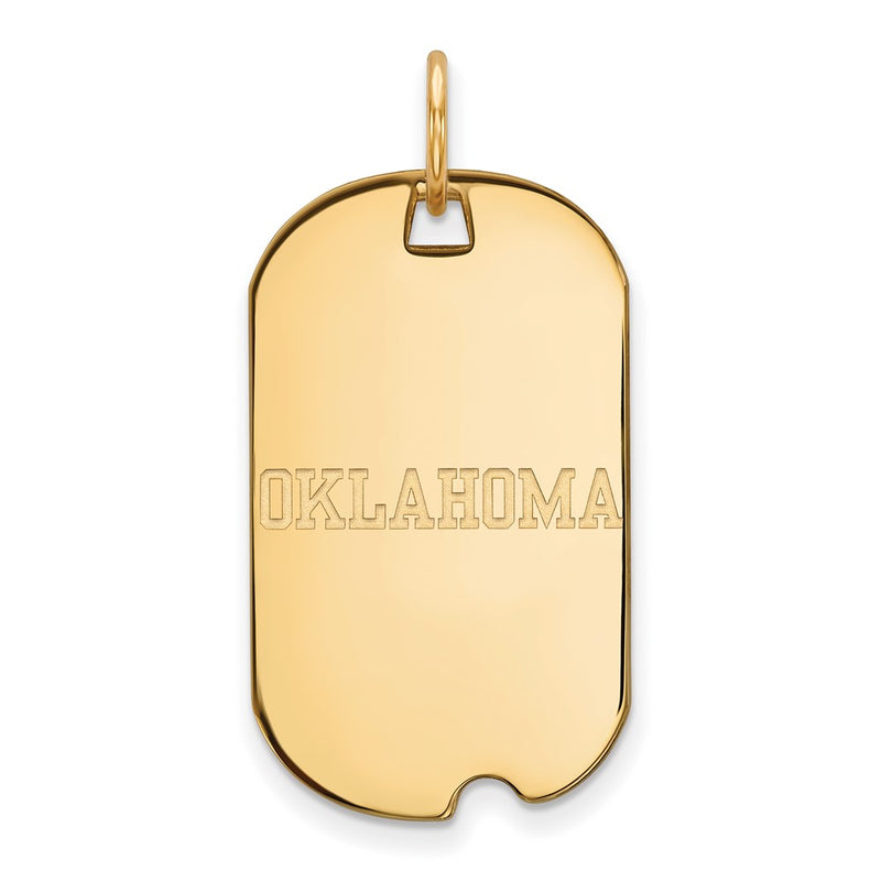 Gold Plated Sterling Silver Logoart University Of Oklahoma Small Dog Tag Pendant