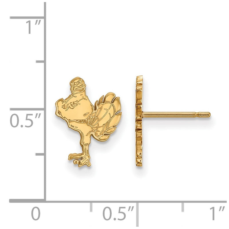 Gold Plated Sterling Silver Logoart Virginia Tech Hokiebird Small Post Earrings