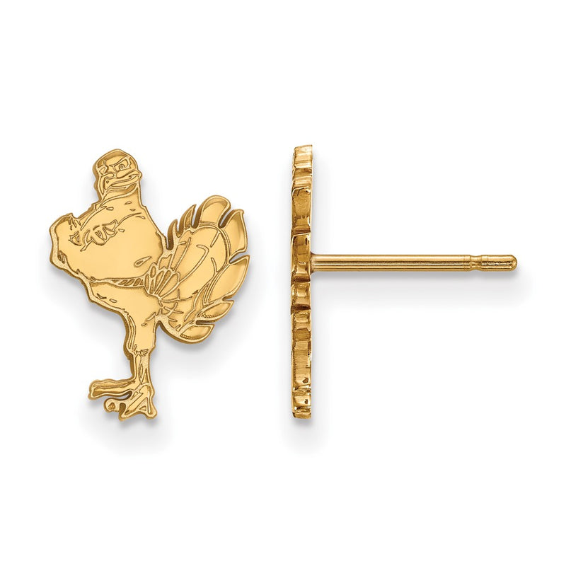 14K Yellow Gold Logoart Virginia Tech Hokiebird Small Post Earrings