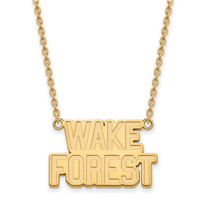 Gold Plated Sterling Silver Logoart Wake Forest University W F Deacon Large Pendant 18 Inch Necklace