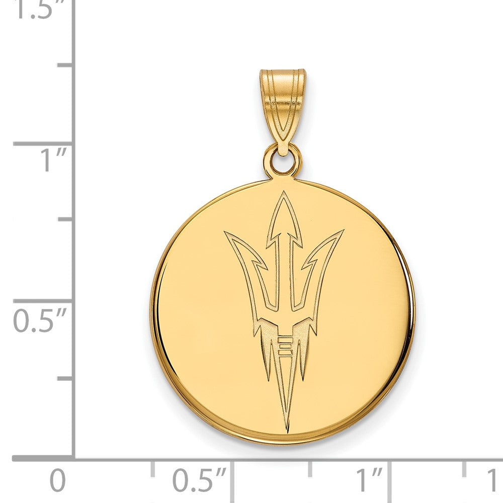 10K Yellow Gold Logoart Arizona State University Pitchfork Large Disc Pendant