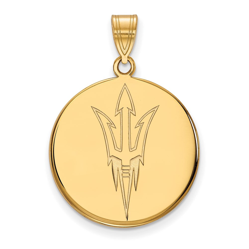 14K Yellow Gold Logoart Arizona State University Pitchfork Large Disc Pendant