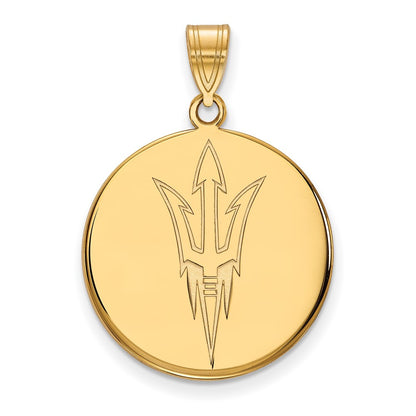 14K Yellow Gold Logoart Arizona State University Pitchfork Large Disc Pendant