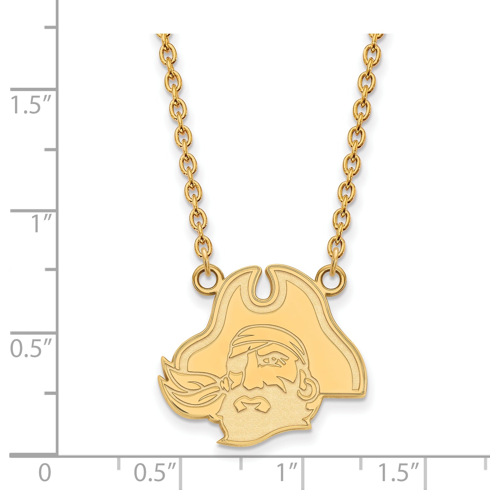 10K Yellow Gold Logoart East Carolina University Pirate Large Pendant 18 Inch Necklace