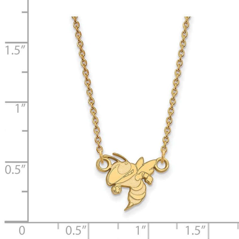 Gold Plated Sterling Silver Logoart Georgia Institute Of Technology Yellow Jacket Small Pendant 18 Inch Necklace