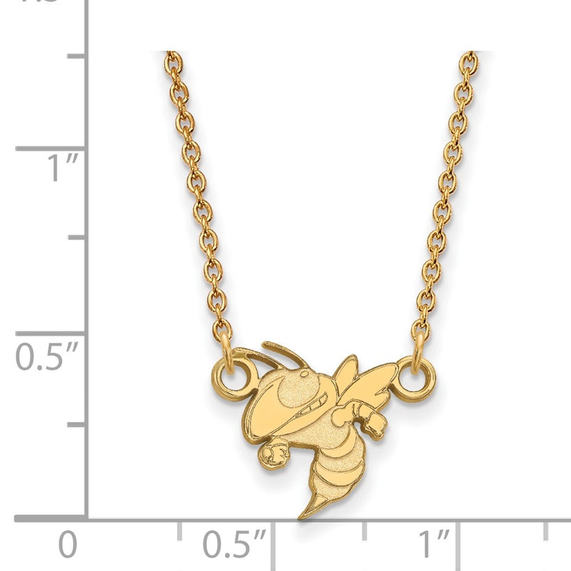 14K Yellow Gold Logoart Georgia Institute Of Technology Jacket Small Pendant 18 Inch Necklace