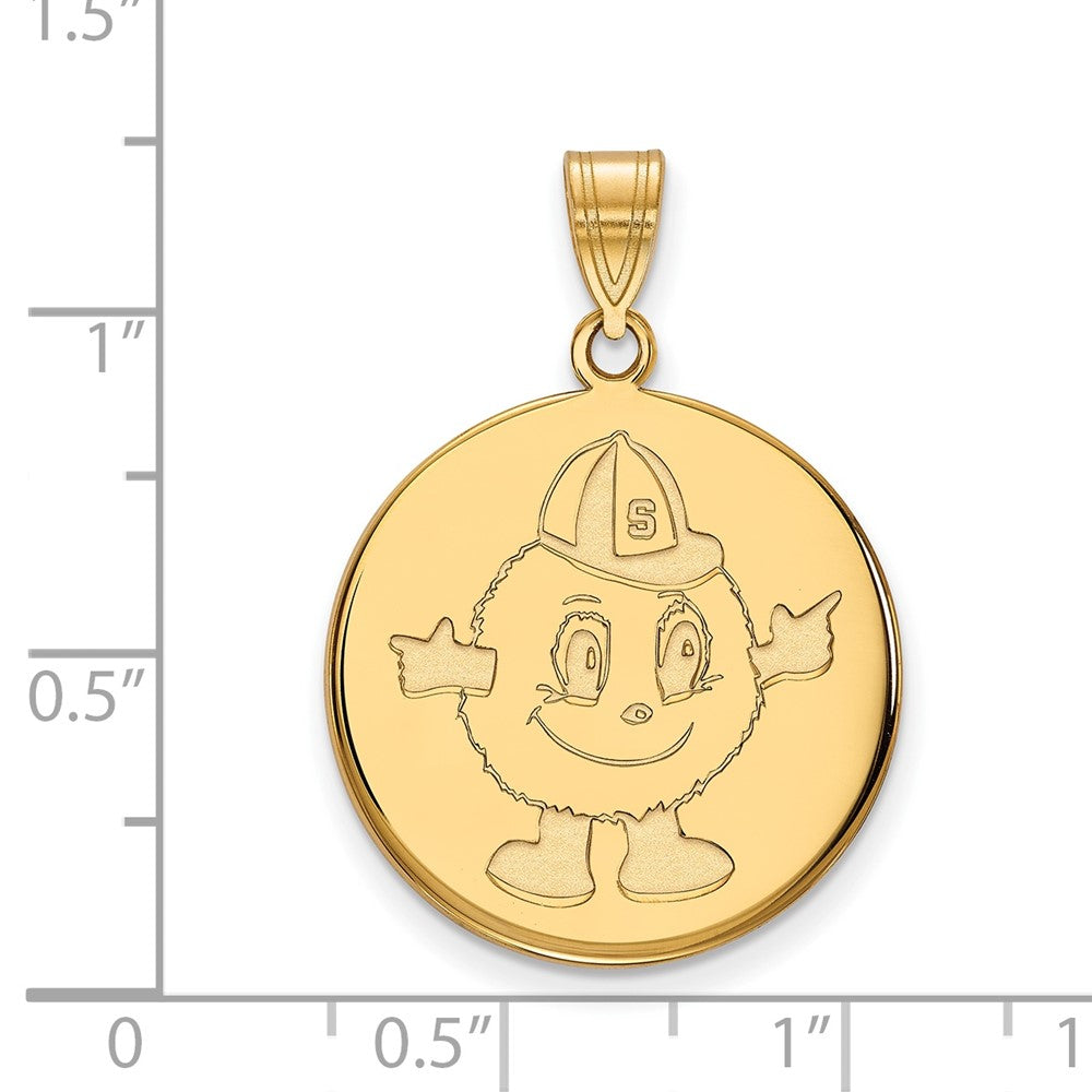 Gold Plated Sterling Silver Logoart Syracuse University Mascot Large Disc Pendant